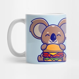 Cute Koala Eating Burger Cartoon Mug